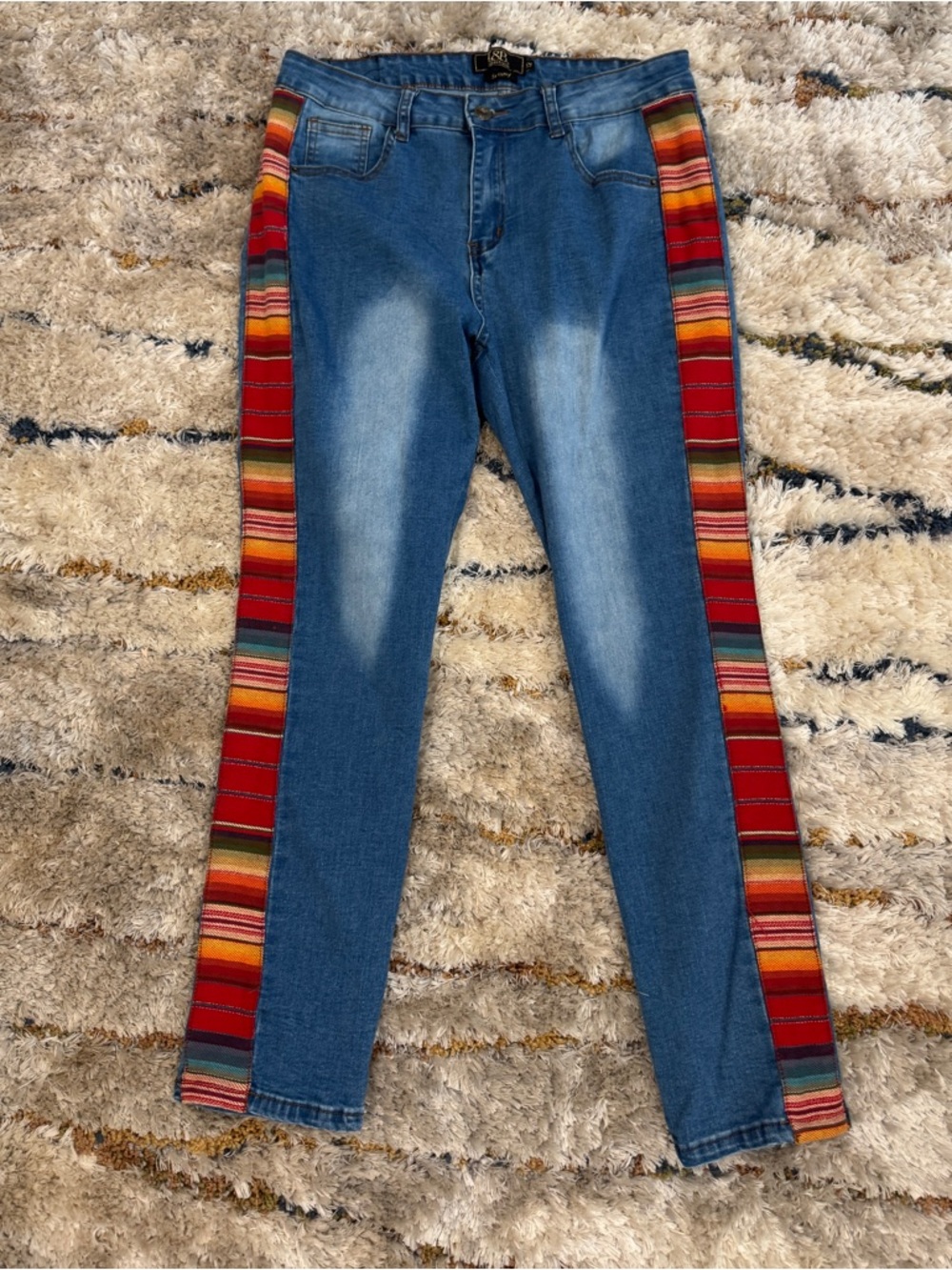 L&B denim jeans, serape trim, sz 12